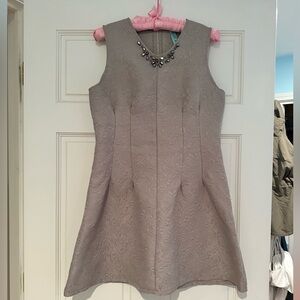 Elegant Textured Sleeveless Dress with Necklace Detail